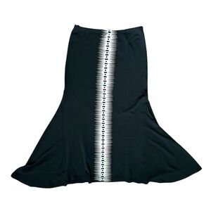 Isabel de Pedro Mr. Cat Skirt Size 12 Black Wool Hand Screenprinted Modern Midi